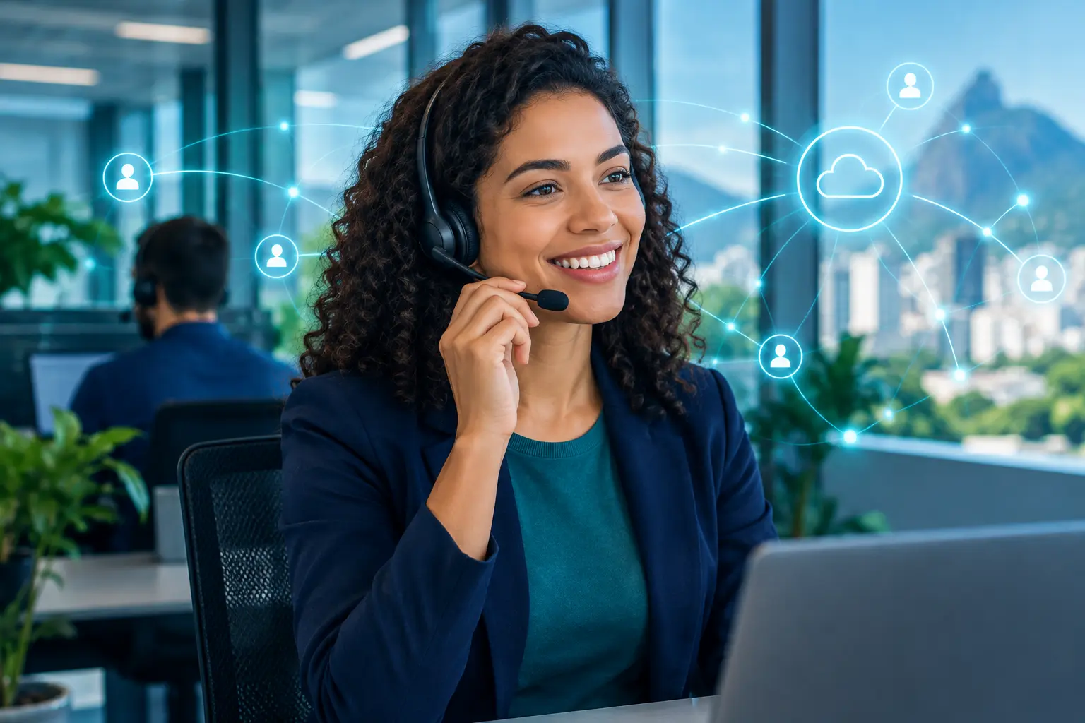 Telefonia corporativa conectando colaboradores no escritório